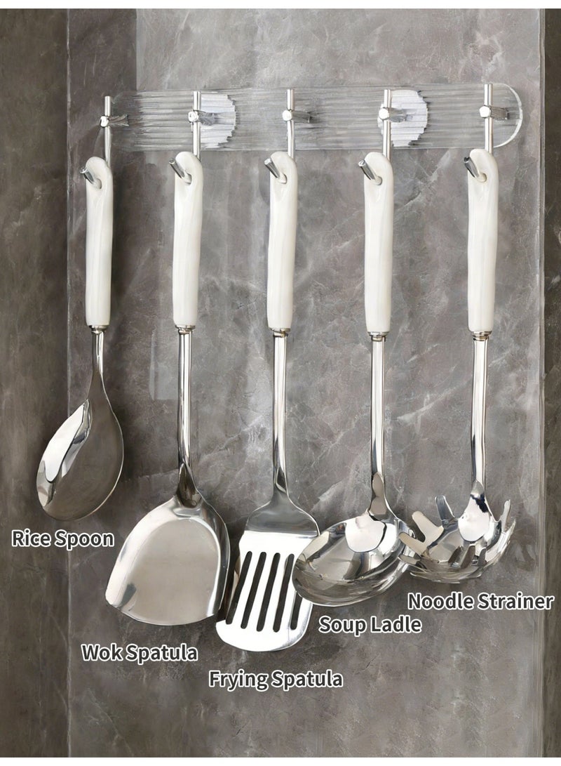 جيني جار حامل أدوات المطبخ، حامل أدوات الطهي الدوار 360 درجة من الفولاذ المقاوم للصدأ للطاولة، منظم أدوات المائدة وحامل أدوات الطهي - Image 5